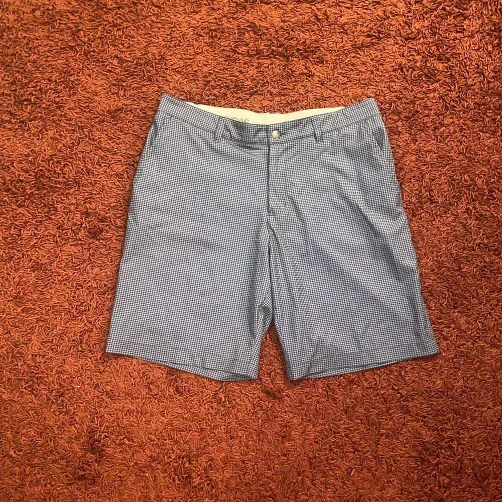 2PC Lot Of 2 Adidas Golf Performance Shorts Blue Black Plaid Men’s Size 34